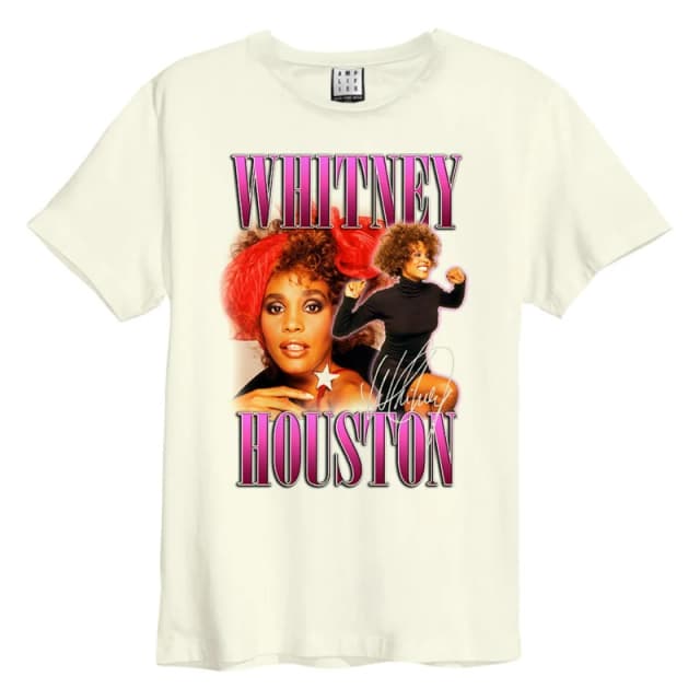 Amplified Amplified Men Red Bow Beauty Whitney Houston T-Shirt in White Size: 3X-Large White XXXL Male 5063806466574
