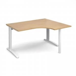 TR10 Right Hand Ergonomic Desk 1400mm - White Frame Oak Top