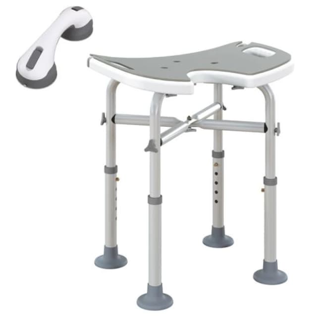 HOMCOM Aluminium Shower Stool for Elderly Disabled Non-Slip Bath Stool Blue - Grey TJ Hughes 5061025010226