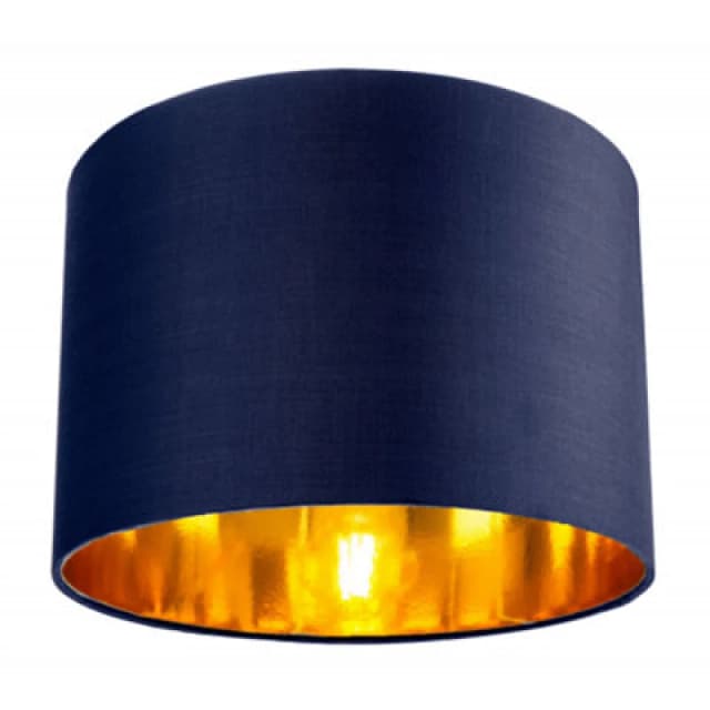 Happy Homewares Contemporary Blue Cotton 10 Table/pendant Lamp Shade With Shiny Copper Inner