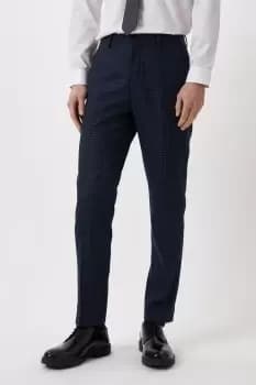 Slim Fit Navy Small Scale Check Suit Trousers