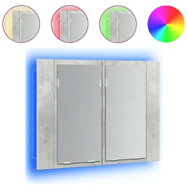 VIDAXL LED Bathroom Mirror Cabinet Concrete Grey 60x12x45cm Acrylic Vidaxl 8720286221457