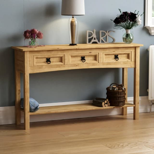 Lassic Vida Designs Corona 3 Drawer Console Table Pine unisex 3 Drawer