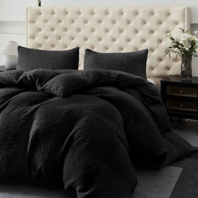 Ezysleep Ezysleep Winter Warm Soft Teddy Fleece Duvet Set in Black Size: Double Black Double Unisex 0721545366504