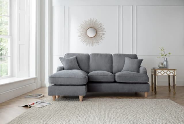 The Great Sofa Company Orla Left Hand Chaise Sofa Manhattan Navy in Charcoal Charcoal Unisex