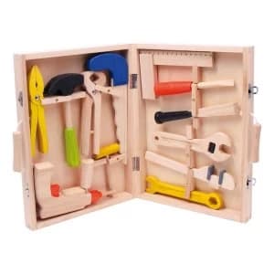 LEGLER Small Foot Childrens Toy Toolbox, 13 Piece Wooden Tool Kit