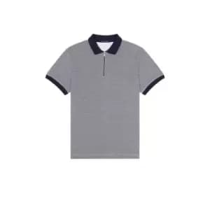 French Connection Checker Popcorn Polo Shirt - Black