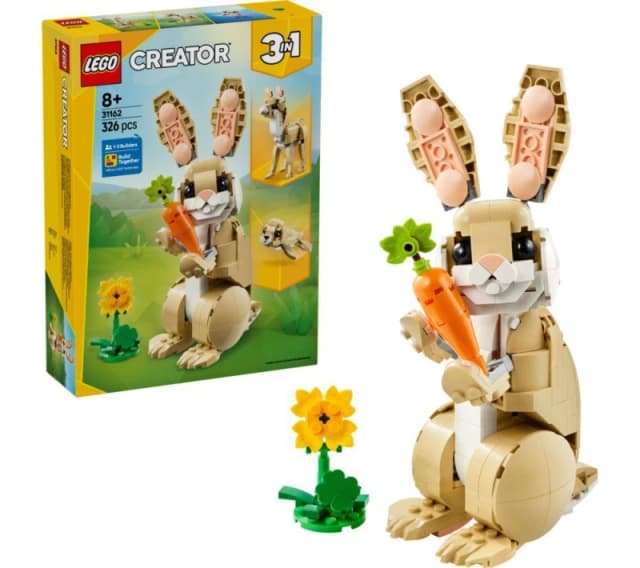 LEGO LEGO Creator 3in1 Cute Bunny Toy, Animal Figure Set 31162
