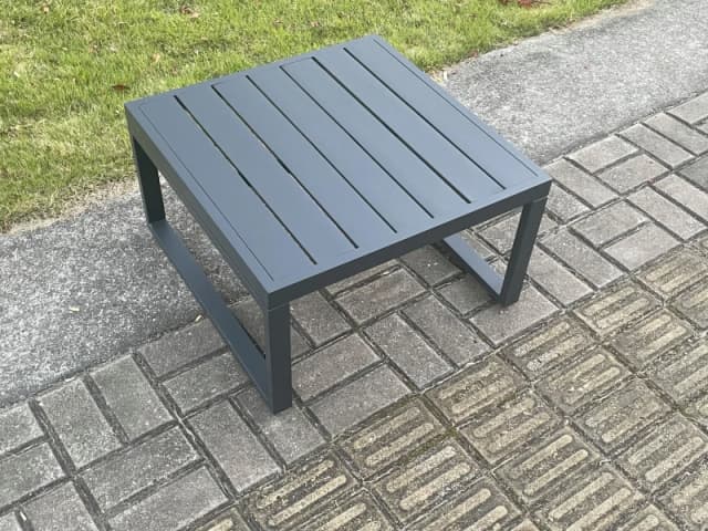 Fimous Aluminium Outdoor Garden Square Coffee Table Patio Tea Table for Balcony, Terrace, Swimming Pool Dark Grey Dark Grey Unisex