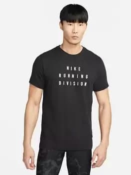 Nike Dri-fit Running Division Tee, Black, Size L, Men