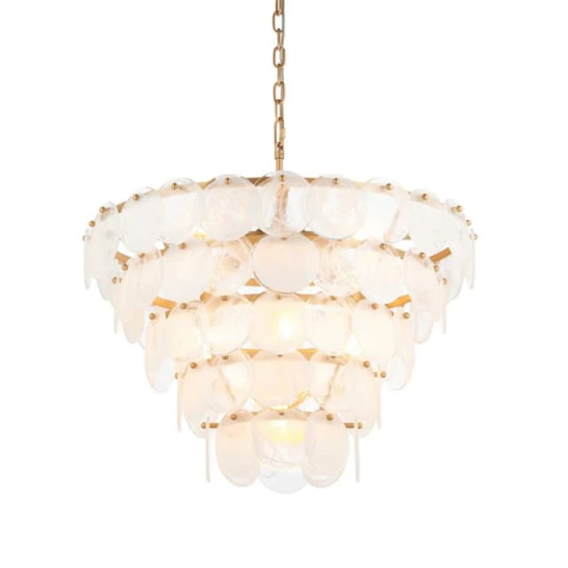 Trapani Pendant Ceiling Light Antique Gold Paint, White, Clear Glass