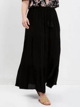 Evans Black Tiered Maxi Skirt