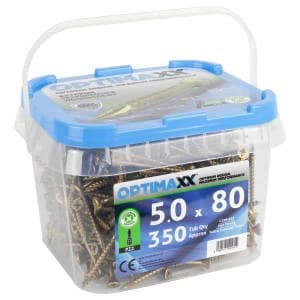 Optimaxx Pz Countersunk Zinc & Yellow Passivated Double Reinforced Woodscrew Maxxtub - 5 X 80mm Pack Of 350