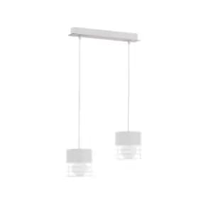 Casa Bar Pendant Ceiling Light White, Wood, 50cm, 2x E27