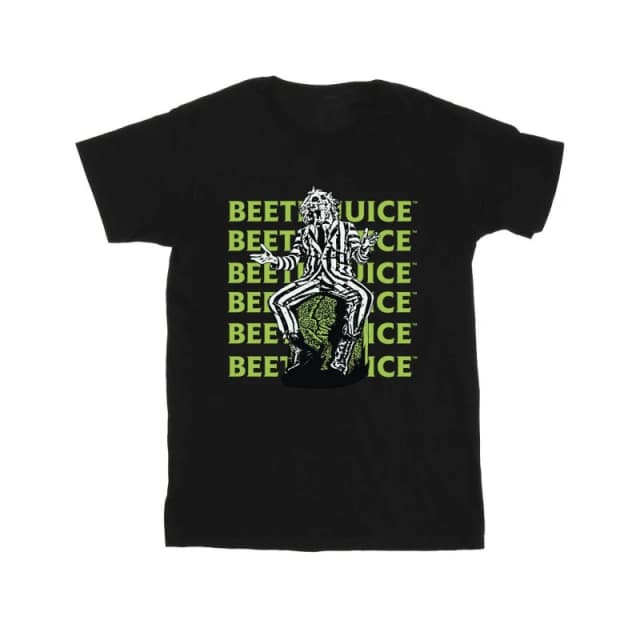 Beetlejuice Beetlejuice Men Pose Cotton T-Shirt in Black Size: Small Black S Male 5063376716543