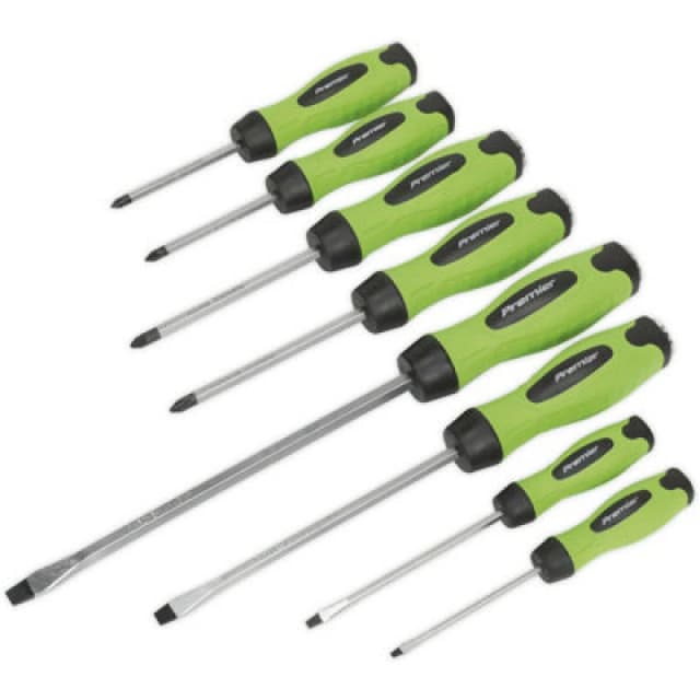 Loops 8 PACK - Hi-Vis Green Hammer Through Screwdriver Set - Hammer Strike Chisel Cap Green