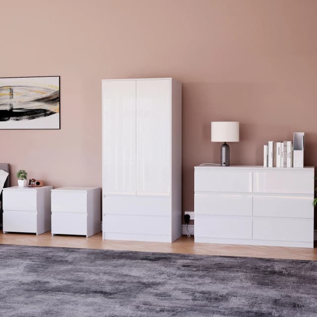 Lassic Vida Designs Glinton Gloss 4 Piece Bedroom Set 4 White unisex 4 Piece