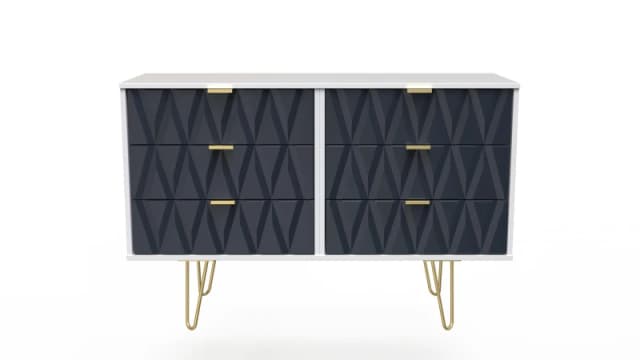 Welcome Furniture Ready Assembled Diamond 6 Drawer Chest In Indigo Matt & White, Blue DIF015IMW