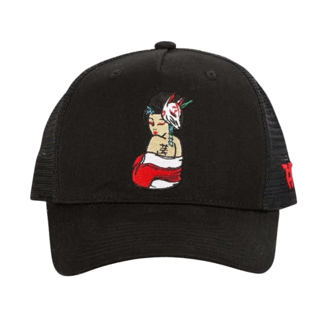 Tokyo Time Mens Geisha Trucker Cap in Black Male One Size