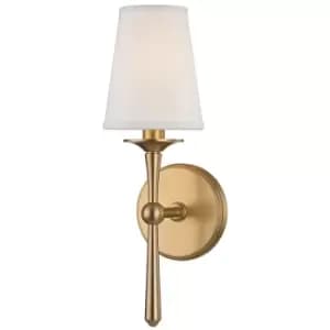 Islip 1 Light Wall Sconce Aged Brass with Off White Shade