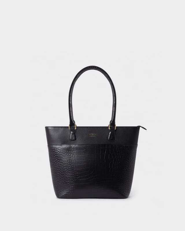 OSPREY LONDON Womens The Kellie Leather Tote Bag in Black Female