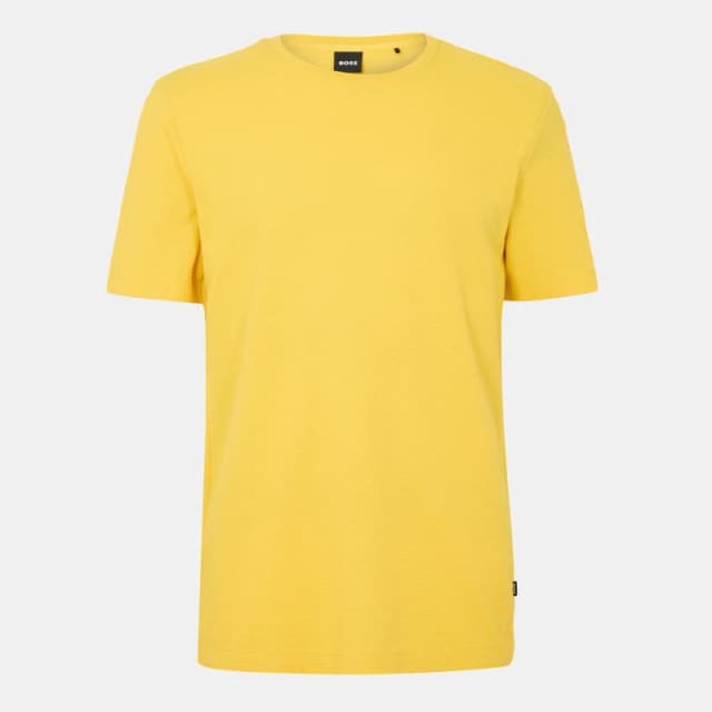 Boss Mens Tiburt Bubble Structure Cotton Short Sleeve T-Shirt Bright Yellow male Small