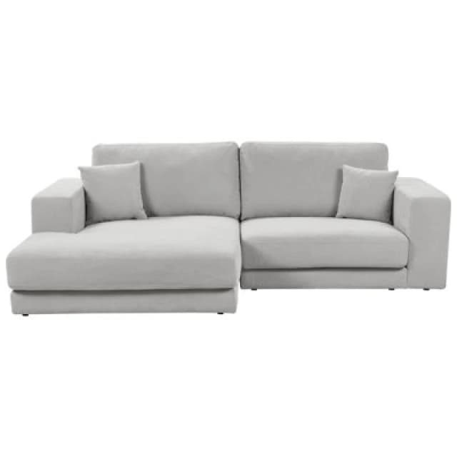 Beliani Corner Sofa 3 Seater Lofoten Fabric Light Grey Right Hand