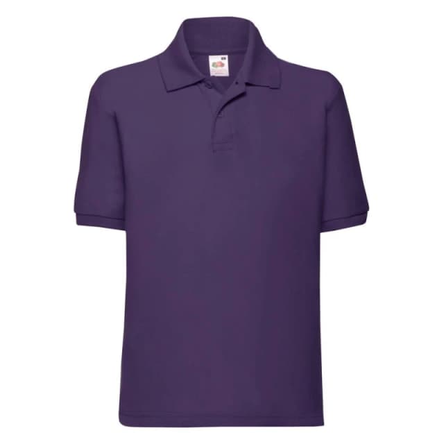 Fruit of the Loom 65 35 Plain Pique Polo Shirt in Purple Size: 12-13 Years Purple Unisex 12-13 Years