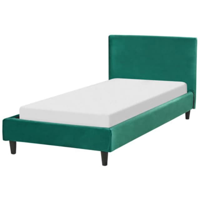 Beliani Bed Velvet Fitou 90 X 200 Cm (Eu Single) Dark Green