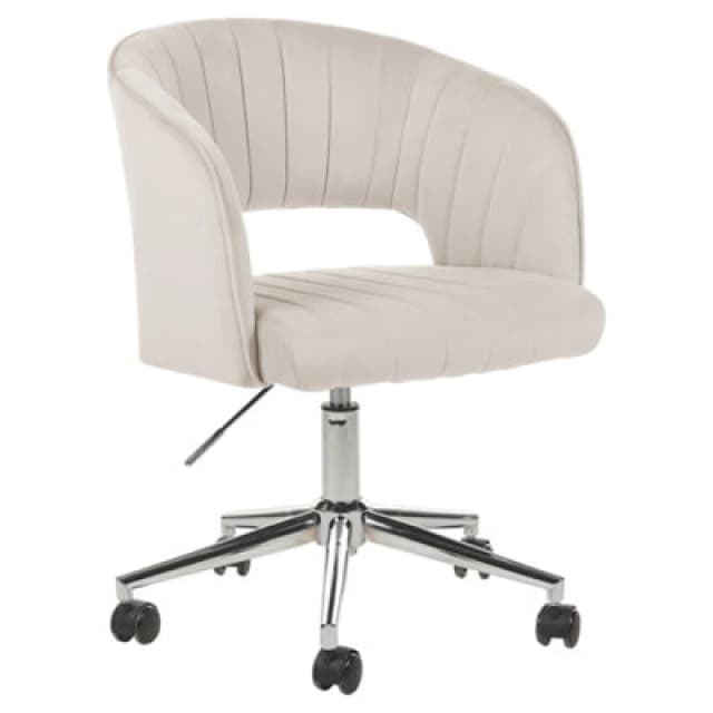 Beliani Desk Chair Swivel Katonah Velvet Light Beige