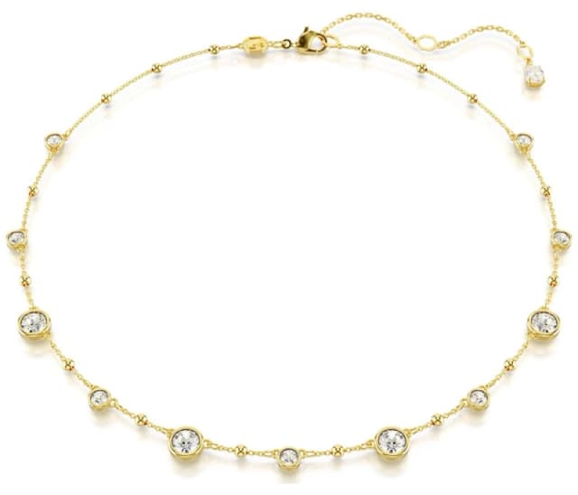 Imber Round Cut Scattered Design White Gold-tone Plated Necklace 5680090