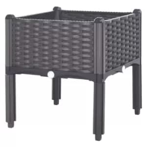 Outsunny Rattan Effect Raised Planter Box - Brown