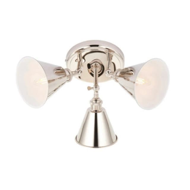 EDITE Halle 3-Light Semi-Flush Ceiling Light in Bright Nickel chrome ONE SIZE