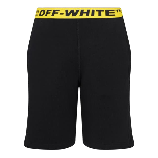 Off White Kids Cotton Fleece Jogger Shorts Blk/Yel 1018 unisex 6Y
