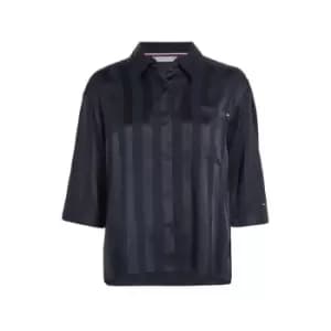 TOMMY HILFIGER Short Sleeve Top Tonal Stripes - Blue