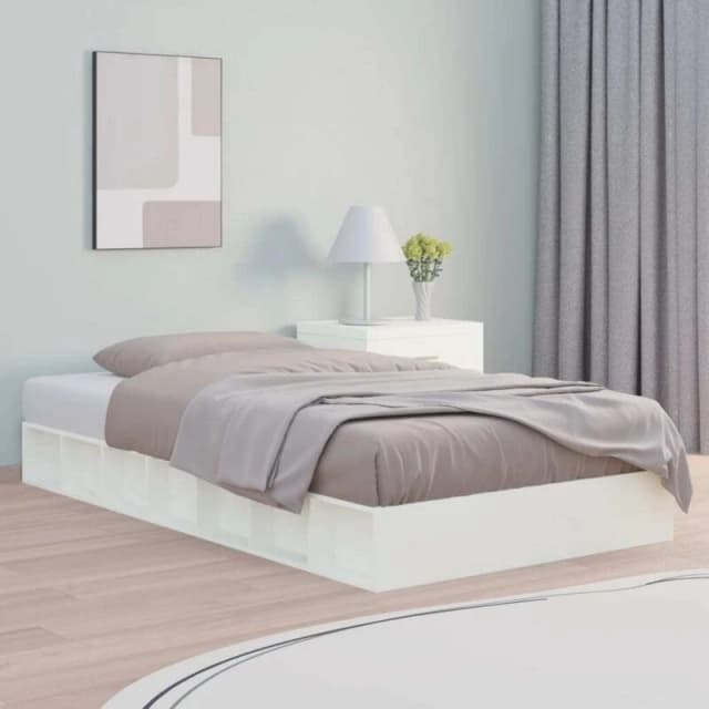 Vidaxl Bed Frame White 75X190 Cm Small Single Solid Wood, White 820697