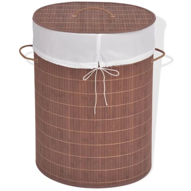 VIDAXL Bamboo Laundry Bin Oval Brown Vidaxl 8718475587286