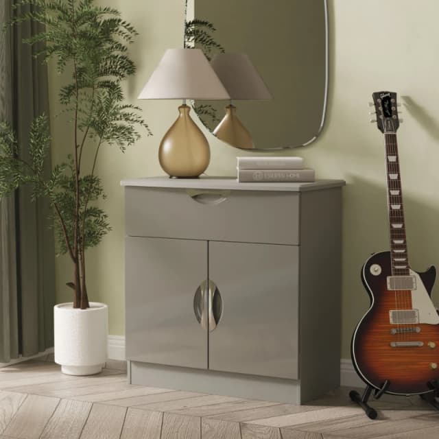Welcome Furniture Ltd Camden 1 Drawer 2 Door Sideboard in Grey Gloss & Dusk Grey - Ready Assembled, Grey CAM213GGDG