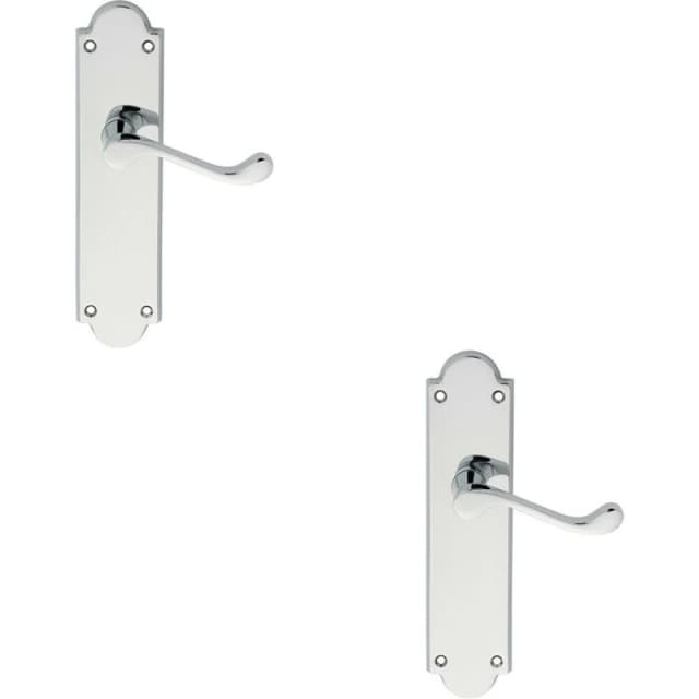 Loops 2x PAIR Victorian Scroll Handle on Latch Backplate 205 x 49mm Polished Chrome Multi
