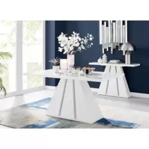 Furniturebox Athens 6 Seat White High Gloss Modern Art Deco Dining Table