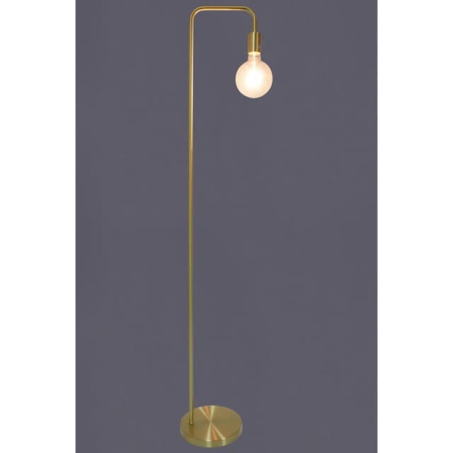 K LIVING Caitlin Industrial Satin Brass Floor Lamp (Yellow Gold) Metallic Gold