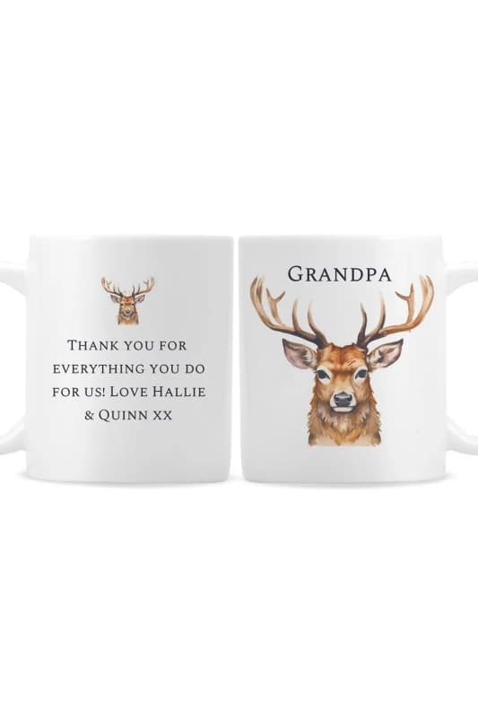 Personalised Memento Company Personalised Message Water Colour Painted Stag Mug