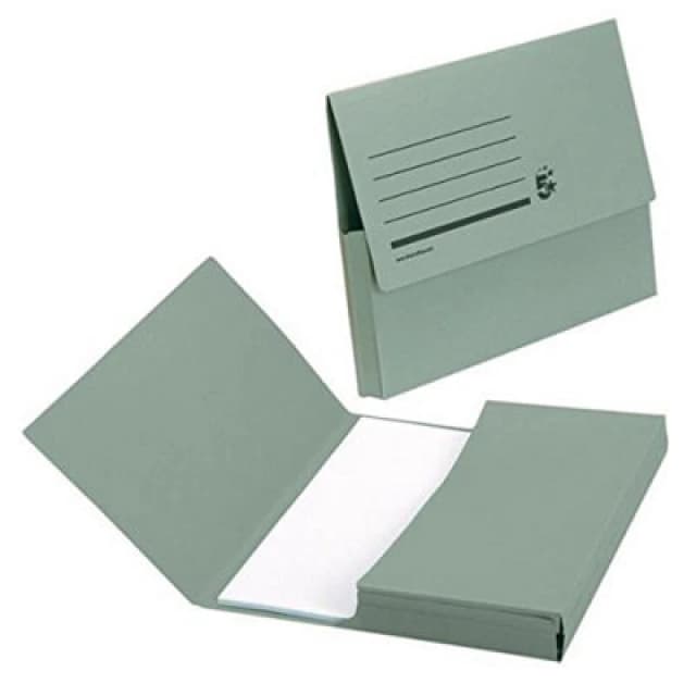 5 Star office 5 Star Office Document Wallet Half Flap 285gsm Recycled Capacity 32mm A4 Green (Pack of 50) 913888