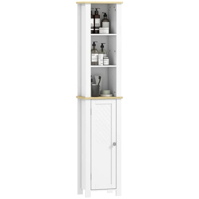 kleankin Slim Bathroom Storage Unit with Open Compartment, White 834-586V00WT