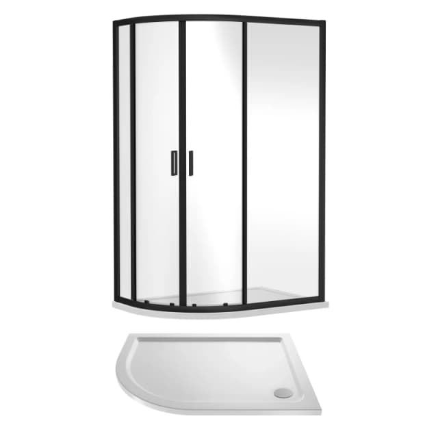 Balterley Offset Quadrant Shower Enclosure Tray Left Hand 1200x800mm Black White