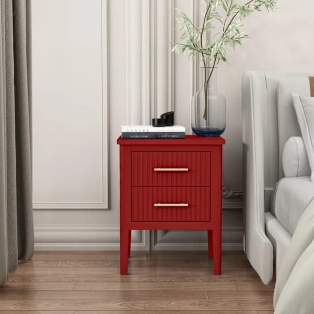 Cabinet Bits Palau 2 Drawer Bedside Table in Red Red Unisex