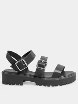 Yours Extra Wide Fit Chunky Multi Strap Sandal - Black, Size 7Eee, Women