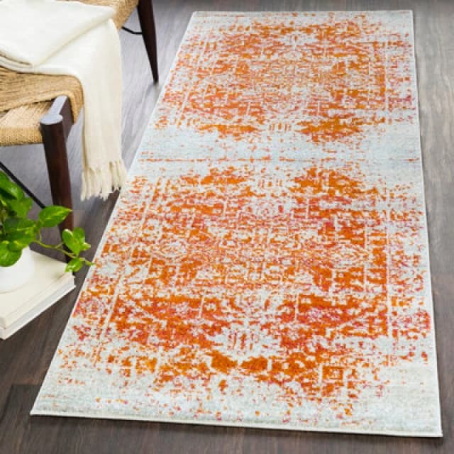 Livabliss Vintage Oriental Boho Orange Juliette Runner Rug 80 X 220 Cm - Easy Care, Non Shedding, Ideal For Hallway Or Beside The Bed