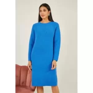 Yumi Blue Knitted Midi Dress - Blue
