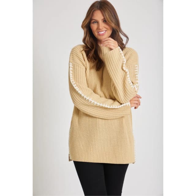 Be You Contrast Stitch Jumper Womens - Neutral Neutral 8 - 10